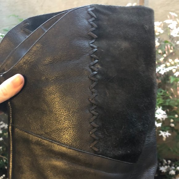 Vintage Black Over-the-Knee Patchwork Boots - Picture 4 of 9